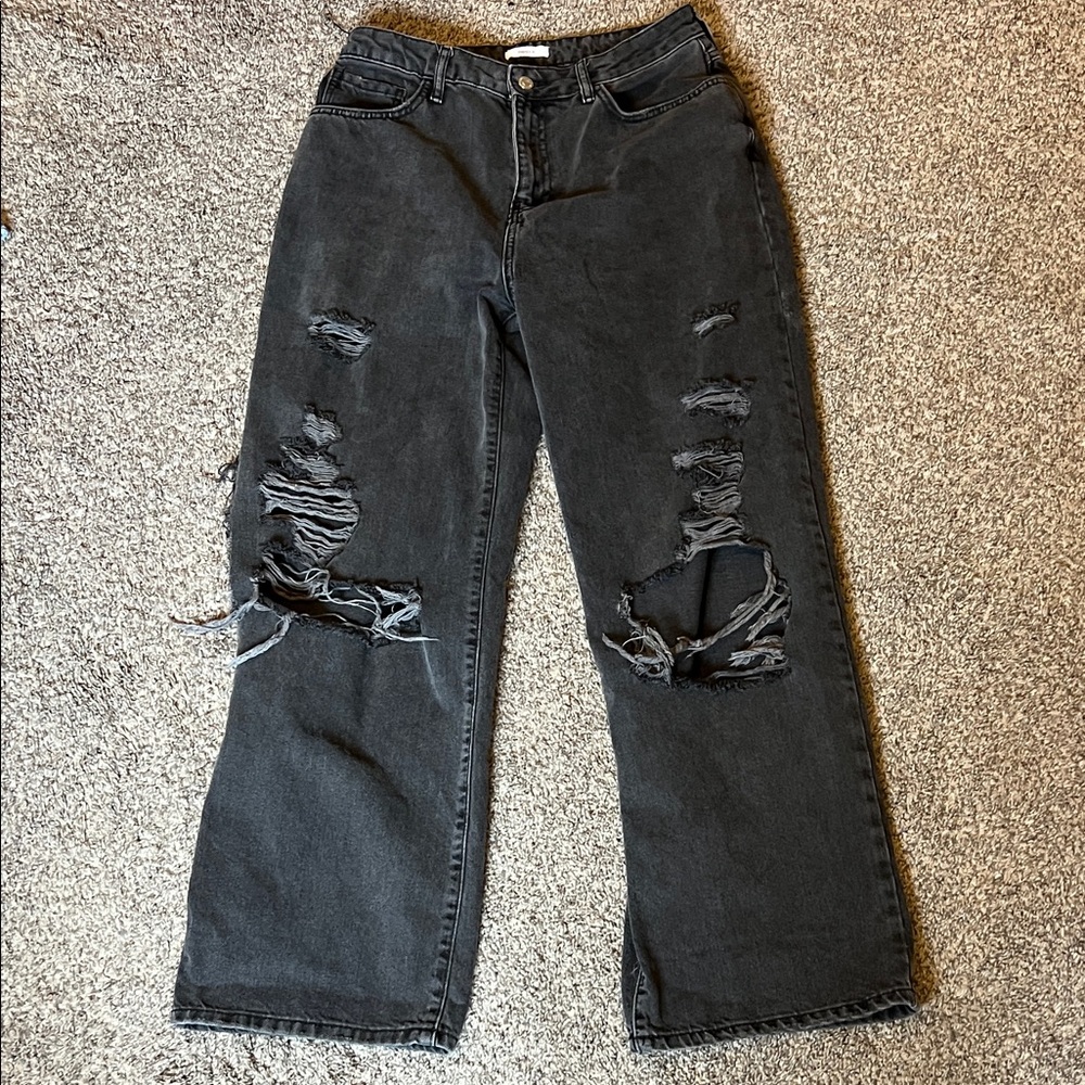 Forever 21 Black Distressed baggy fit